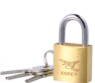 Solid Brass 20mm Egret Travel Padlock & 3 Keys - Padlocks & More