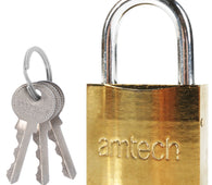 Amtech 32mm Travel Padlock with Hardened Steel Shackle & 3 Keys - Padlocks & More