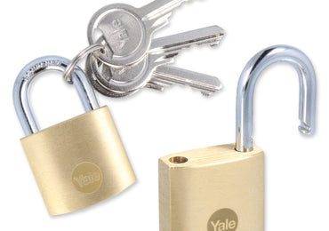 2 Yale 30mm Brass Padlocks with Hardened Steel Shackle & 3 Keys - Padlocks & More