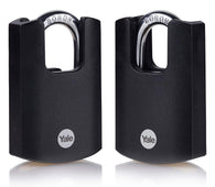2 Yale Brass 40mm High Protection Closed Shackle Black Jacketed Padlocks