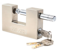 100mm Solid Steel Hardened Shackle Shutter Padlock & 3 Keys - Padlocks & More