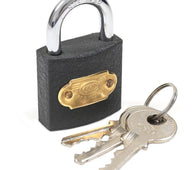 32mm Mini Cast Iron Travel Padlock & 3 Keys - Padlocks & More